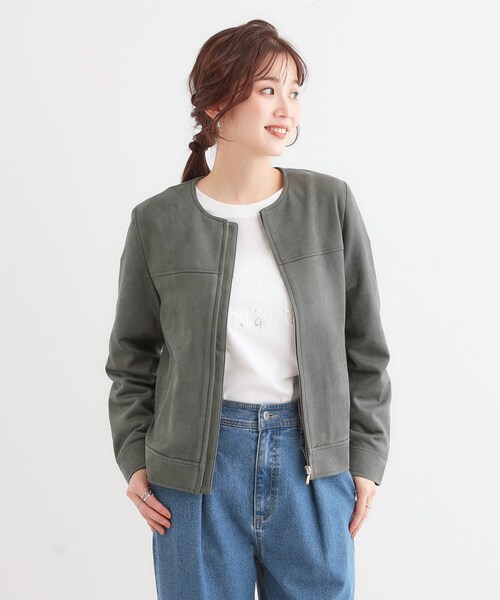 DRESKIP(ドレスキップ)の「【S-LL】大人上品な やわらかスエード調ブルゾン(ブルゾン・レディース・アイボリー/チャコールグレー/ナチュラル・01/02/03/04)」の17枚目の写真