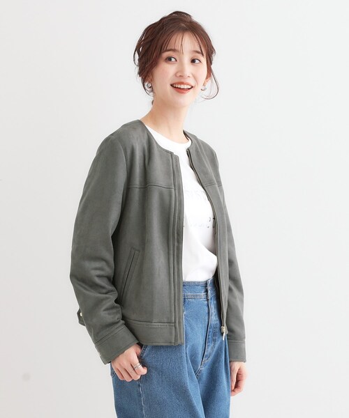 DRESKIP(ドレスキップ)の「【S-LL】大人上品な やわらかスエード調ブルゾン(ブルゾン・レディース・アイボリー/チャコールグレー/ナチュラル・01/02/03/04)」の18枚目の写真