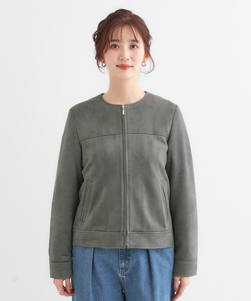 DRESKIP(ドレスキップ)の「【S-LL】大人上品な やわらかスエード調ブルゾン(ブルゾン・レディース・アイボリー/チャコールグレー/ナチュラル・01/02/03/04)」の21枚目の写真