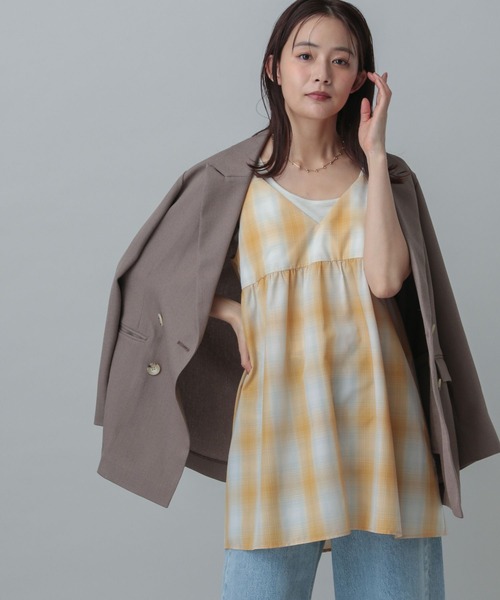 GLOBAL WORK（グローバルワーク）の「MATINEE LINE/チェックキャミチュニック/327167（キャミソール・レディース・ブラウン系その他/イエロー系その他/ブラック系その他・MEDIUM/LARGE）」の18枚目の写真