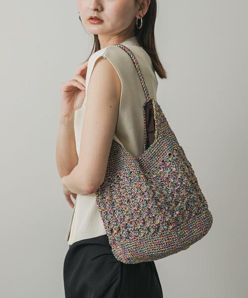 SENSE OF PLACE by URBAN RESEARCH(センスオブプレイスバイアーバンリサーチ)の「メタリックヤーンバッグ(ハンドバッグ・レディース・シルバー/チャコールグレー/その他1/レッド・ONE)」の4枚目の写真