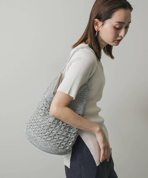 SENSE OF PLACE by URBAN RESEARCH(センスオブプレイスバイアーバンリサーチ)の「メタリックヤーンバッグ(ハンドバッグ・レディース・シルバー/チャコールグレー/その他1/レッド・ONE)」の5枚目の写真
