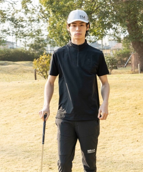 FILA GOLF（フィラゴルフ ）の「【FILA GOLF/フィラゴルフ】スタンドハーフジップ半袖シャツ　ゴルフ　おしゃれなギフトに最適！（シャツ/ブラウス・メンズ・ホワイト/ネイビー/ブラック・X-LARGE/MEDIUM/LARGE/XX-LARGE）」の5枚目の写真