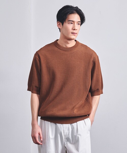UNITED ARROWS（ユナイテッドアローズ）の「コットン バーズアイ クルーネックニット（ニット/セーター・メンズ・オレンジ系その他/ホワイト/ダークグレー/ネイビー・S/M/L/XL）」の4枚目の写真