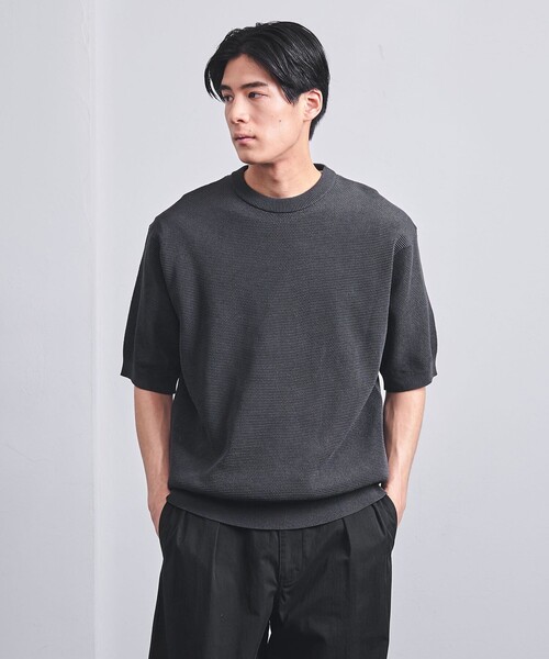 UNITED ARROWS（ユナイテッドアローズ）の「コットン バーズアイ クルーネックニット（ニット/セーター・メンズ・オレンジ系その他/ホワイト/ダークグレー/ネイビー・S/M/L/XL）」の2枚目の写真