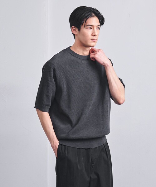 UNITED ARROWS（ユナイテッドアローズ）の「コットン バーズアイ クルーネックニット（ニット/セーター・メンズ・オレンジ系その他/ホワイト/ダークグレー/ネイビー・S/M/L/XL）」の7枚目の写真