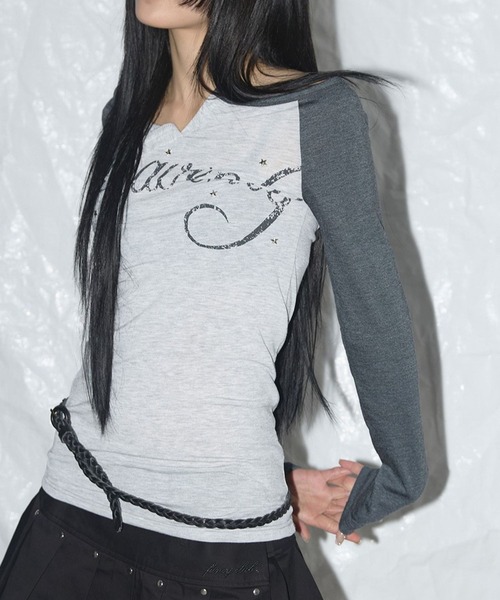FANCY CLUB(ファンシークラブ)の「FANCY CLUB/オフショルダーロングスリーブ(Tシャツ/カットソー・レディース・ベージュ/チャコール・FREE)」の8枚目の写真