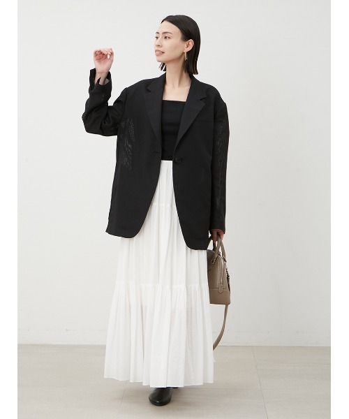 Mila Owen（ミラオーウェン）の「切り替えラウンドデザインティアードスカート（スカート・レディース・ホワイト/ダークブラウン/イエロー/ブラック/ピンク・0/1）」の13枚目の写真