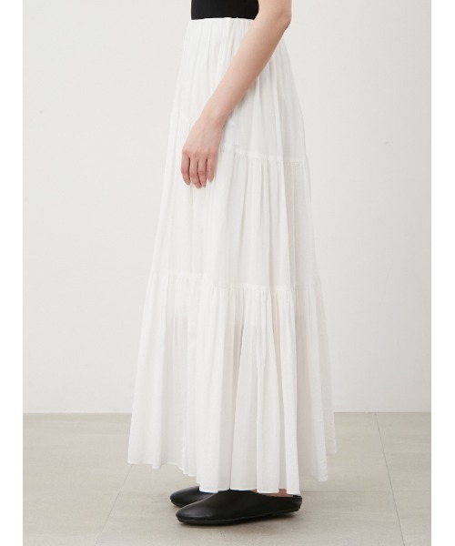 Mila Owen（ミラオーウェン）の「切り替えラウンドデザインティアードスカート（スカート・レディース・ホワイト/ダークブラウン/イエロー/ブラック/ピンク・0/1）」の15枚目の写真