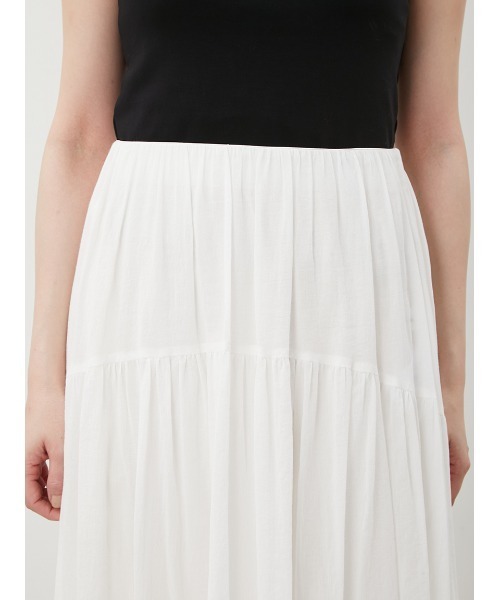 Mila Owen（ミラオーウェン）の「切り替えラウンドデザインティアードスカート（スカート・レディース・ホワイト/ダークブラウン/イエロー/ブラック/ピンク・0/1）」の17枚目の写真