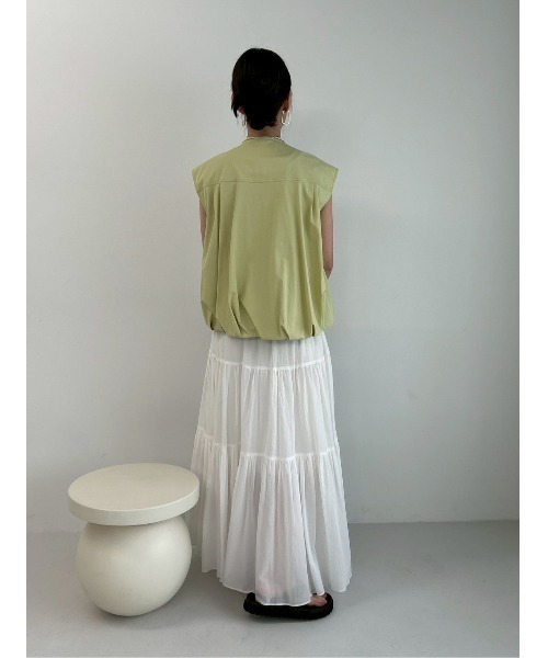 Mila Owen（ミラオーウェン）の「切り替えラウンドデザインティアードスカート（スカート・レディース・ホワイト/ダークブラウン/イエロー/ブラック/ピンク・0/1）」の7枚目の写真