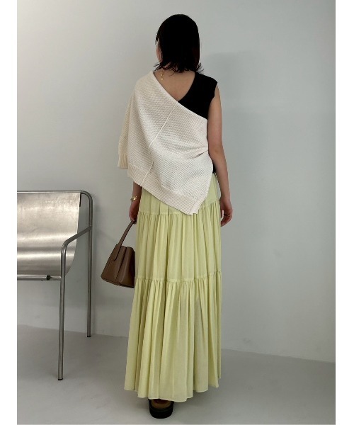 Mila Owen（ミラオーウェン）の「切り替えラウンドデザインティアードスカート（スカート・レディース・ホワイト/ダークブラウン/イエロー/ブラック/ピンク・0/1）」の11枚目の写真