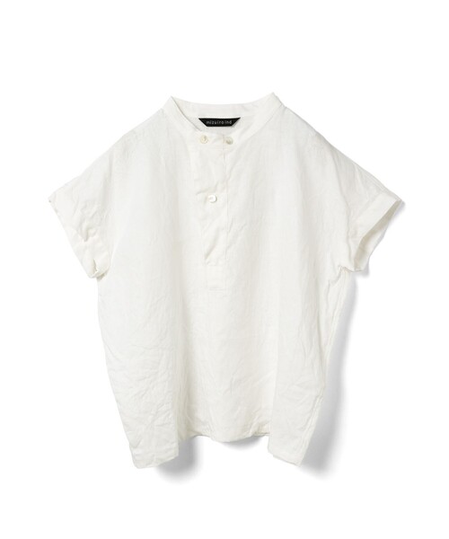 mizuiroind(ミズイロインド)の「mizuiro ind リネンスタンドカラーシャツ(シャツ/ブラウス・レディース・チャコールグレー/ネイビー/オフホワイト/ブラック・FREE)」の2枚目の写真