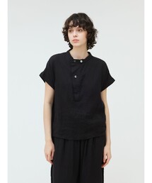 mizuiro ind リネンスタンドカラーシャツ