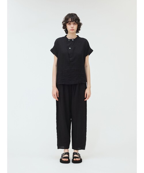 セール】mizuiro ind リネンスタンドカラーシャツ（シャツ/ブラウス