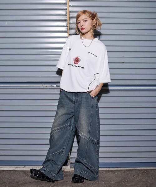 MSG（エムエスジー）の「オーバーサイズドローコードハーフスリーブゲームスウェット Tシャツ【UNISEX】（Tシャツ/カットソー・メンズ・ホワイト/ピンク/ブラック系/ブラック/ワイン/アッシュ/レオパード/リアルツリーカモ/その他・S/M/L/XL）」の16枚目の写真