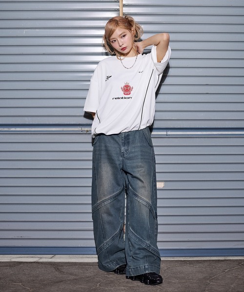 MSG（エムエスジー）の「オーバーサイズドローコードハーフスリーブゲームスウェット Tシャツ【UNISEX】（Tシャツ/カットソー・メンズ・ホワイト/ピンク/ブラック系/ブラック/ワイン/アッシュ/レオパード/リアルツリーカモ/その他・S/M/L/XL）」の17枚目の写真