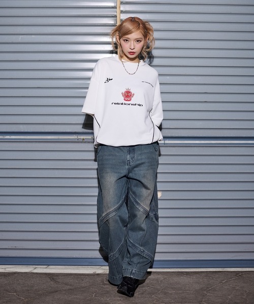 MSG（エムエスジー）の「オーバーサイズドローコードハーフスリーブゲームスウェット Tシャツ【UNISEX】（Tシャツ/カットソー・メンズ・ホワイト/ピンク/ブラック系/ブラック/ワイン/アッシュ/レオパード/リアルツリーカモ/その他・S/M/L/XL）」の18枚目の写真