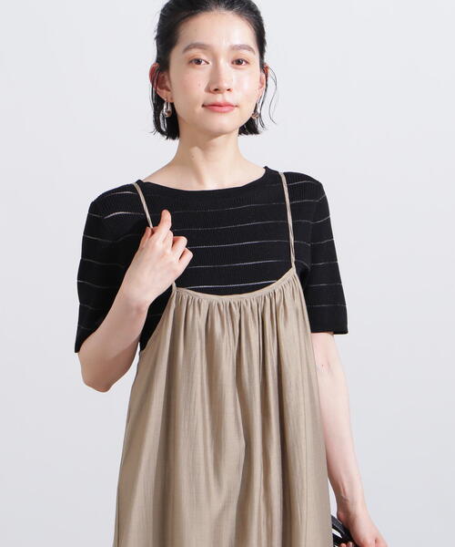 N.（N. Natural Beauty Basic）（エヌエヌナチュラルビューティーベーシック）の「シアーボーダーリブニット（ニット/セーター・レディース・オフホワイト/ブラック/グリーン・MEDIUM）」の13枚目の写真