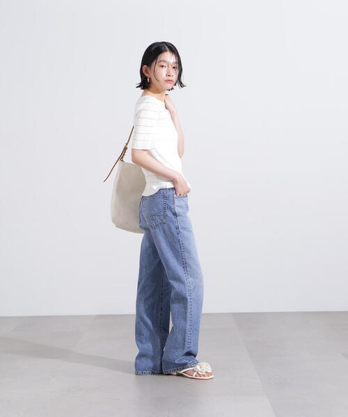 N.（N. Natural Beauty Basic）（エヌエヌナチュラルビューティーベーシック）の「シアーボーダーリブニット（ニット/セーター・レディース・オフホワイト/ブラック/グリーン・MEDIUM）」の8枚目の写真