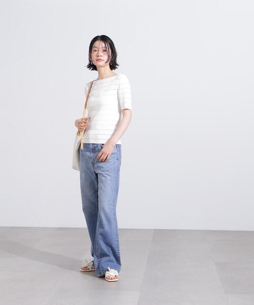 N.（N. Natural Beauty Basic）（エヌエヌナチュラルビューティーベーシック）の「シアーボーダーリブニット（ニット/セーター・レディース・オフホワイト/ブラック/グリーン・MEDIUM）」の10枚目の写真