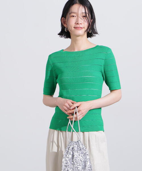 N.（N. Natural Beauty Basic）（エヌエヌナチュラルビューティーベーシック）の「シアーボーダーリブニット（ニット/セーター・レディース・オフホワイト/ブラック/グリーン・MEDIUM）」の17枚目の写真