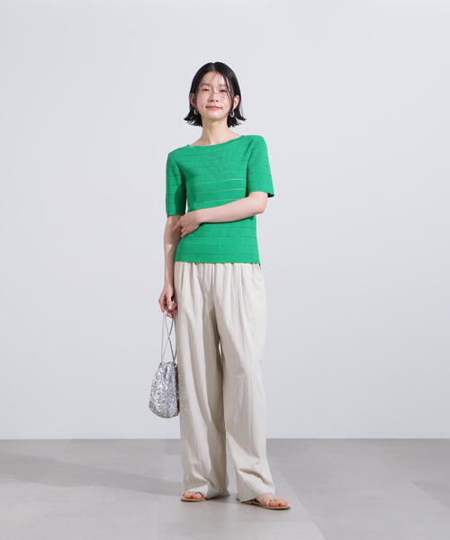 N.（N. Natural Beauty Basic）（エヌエヌナチュラルビューティーベーシック）の「シアーボーダーリブニット（ニット/セーター・レディース・オフホワイト/ブラック/グリーン・MEDIUM）」の19枚目の写真