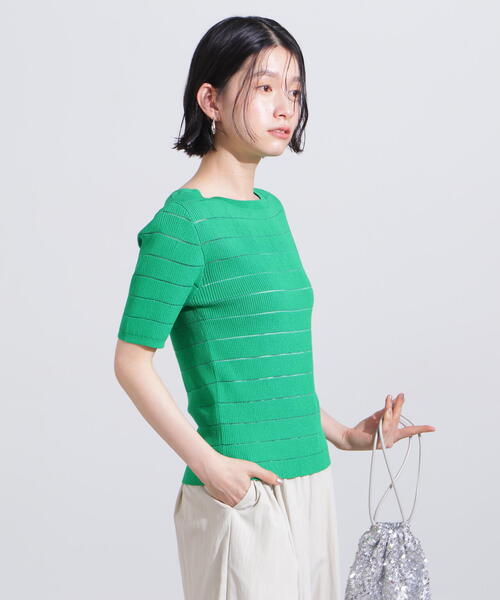 N.（N. Natural Beauty Basic）（エヌエヌナチュラルビューティーベーシック）の「シアーボーダーリブニット（ニット/セーター・レディース・オフホワイト/ブラック/グリーン・MEDIUM）」の20枚目の写真