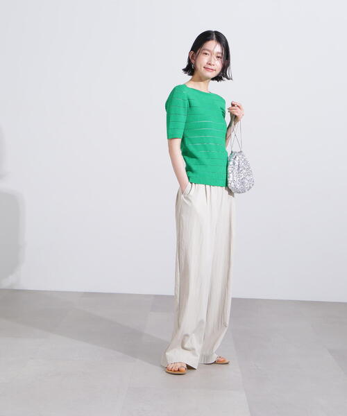 N.（N. Natural Beauty Basic）（エヌエヌナチュラルビューティーベーシック）の「シアーボーダーリブニット（ニット/セーター・レディース・オフホワイト/ブラック/グリーン・MEDIUM）」の21枚目の写真