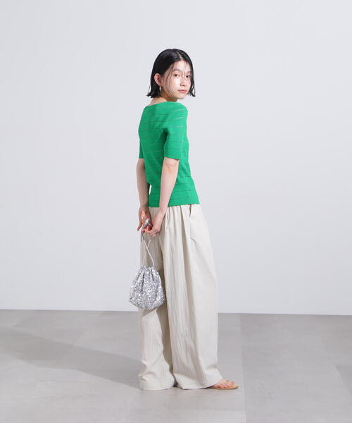 N.（N. Natural Beauty Basic）（エヌエヌナチュラルビューティーベーシック）の「シアーボーダーリブニット（ニット/セーター・レディース・オフホワイト/ブラック/グリーン・MEDIUM）」の22枚目の写真