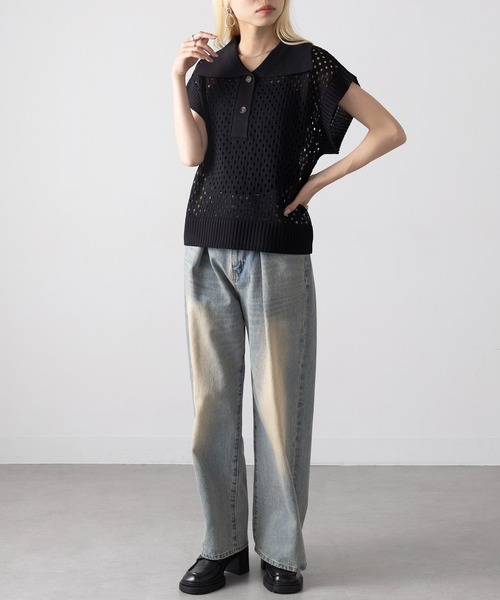 MAGASIN DE MODE Onjna(マガジンデモードオンジェナ )の「【MAGASIN DE MODE Onjna】フィッシュネットトップス XNN(Tシャツ/カットソー・レディース・ライトベージュ/ブラック・FREE)」の11枚目の写真