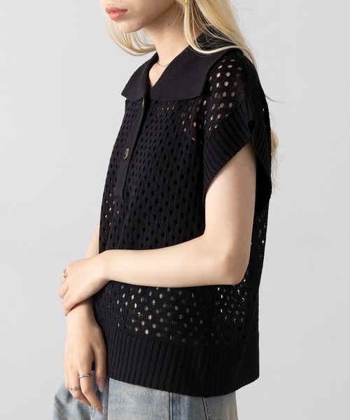 MAGASIN DE MODE Onjna(マガジンデモードオンジェナ )の「【MAGASIN DE MODE Onjna】フィッシュネットトップス XNN(Tシャツ/カットソー・レディース・ライトベージュ/ブラック・FREE)」の9枚目の写真