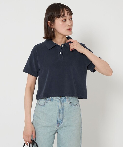 green label relaxing（グリーンレーベルリラクシング）の「ドライパイル ポロシャツ（ポロシャツ・レディース・ネイビー/ダークグレー/オフホワイト・FREE）」の3枚目の写真