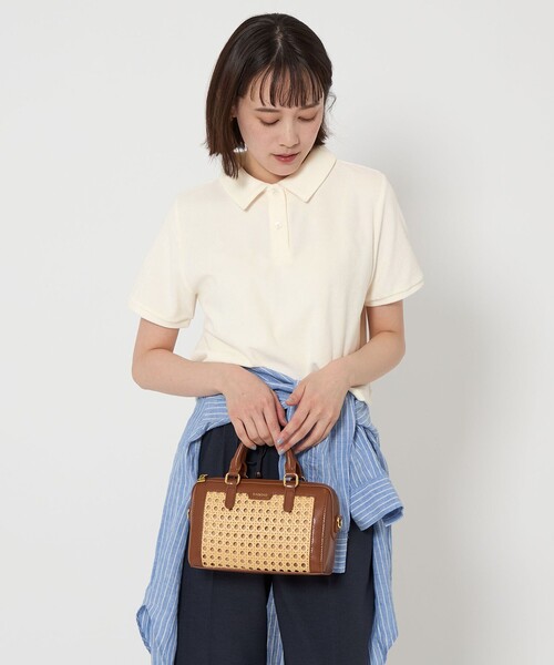 green label relaxing（グリーンレーベルリラクシング）の「ドライパイル ポロシャツ（ポロシャツ・レディース・ネイビー/ダークグレー/オフホワイト・FREE）」の2枚目の写真