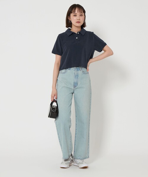 green label relaxing（グリーンレーベルリラクシング）の「ドライパイル ポロシャツ（ポロシャツ・レディース・ネイビー/ダークグレー/オフホワイト・FREE）」の5枚目の写真