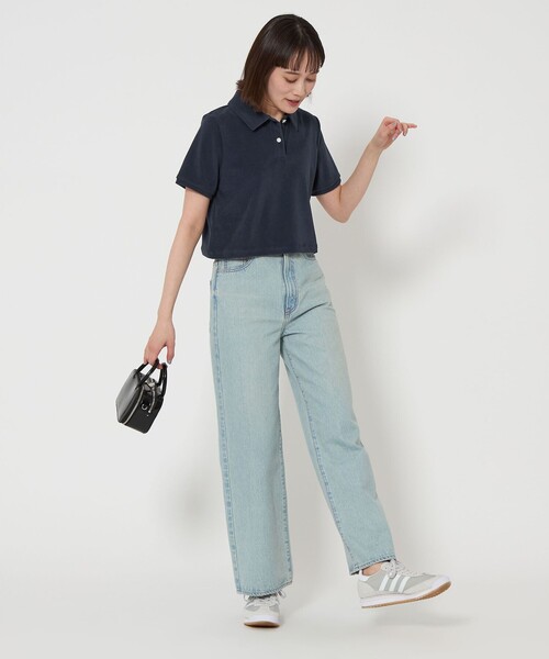 green label relaxing（グリーンレーベルリラクシング）の「ドライパイル ポロシャツ（ポロシャツ・レディース・ネイビー/ダークグレー/オフホワイト・FREE）」の6枚目の写真