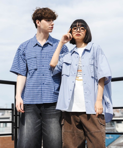 PBLIM（ページボーイリム）の「《UNISEX》アソートチェックシャツ（シャツ/ブラウス・レディース・サックスブルー/ブルー・FREE）」の4枚目の写真