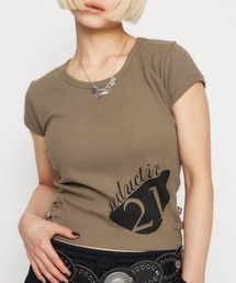 【美品】ラグアジェム　SLEEVE GATHER CUT トップス　カーキ LAGUA GEM｜ラグア ジェム（レディース）のTシャツ/カットソー