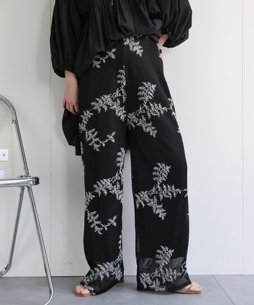ap retro(アプレトロ)の「【セットアップ対応】リーフ柄刺繍メッシュパンツ / ラフパンツ(その他パンツ・レディース・ブラック/アイボリー・FREE)」の16枚目の写真