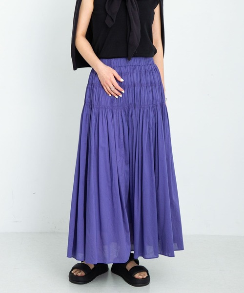 URBAN RESEARCH Sonny Label（アーバンリサーチサニーレーベル）の「シャーリングエアリーコットンボイルスカート（スカート・レディース・ブラウン/ブルー/ブラック・FREE）」の3枚目の写真