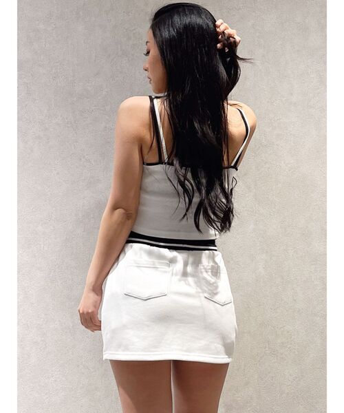 GYDA（ジェイダ）の「GDバイカラースカートライクショートパンツ（スカート・レディース・オフホワイト/ブラック/ベージュ・FREE）」の7枚目の写真