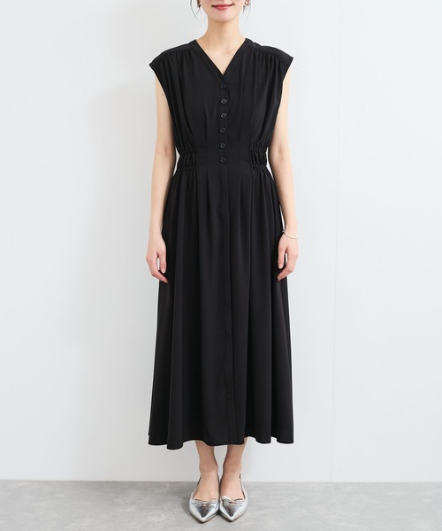 VIS（ビス）の「【接触冷感/洗える】ウエストギャザーワンピース（ワンピース・レディース・ブラック/ブルー系その他4/キャメル・FREE）」の19枚目の写真