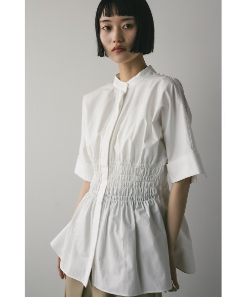 STYLEMIXER（スタイルミキサー）の「ウエストシャーリングシャツ【春服】新作ブラウス（シャツ/ブラウス・レディース・ホワイト/ネイビー・FREE）」の5枚目の写真
