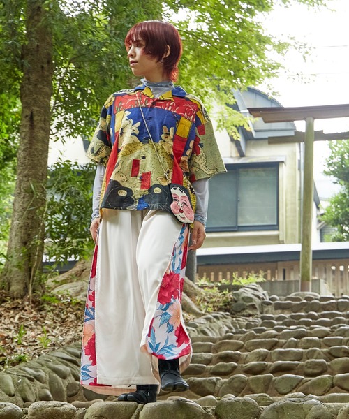 倭物やカヤ　和柄　花ざかり八掛パンツ　.11 セール】【カヤ】花便り八掛ワイドパンツ（その他パンツ）｜カヤ