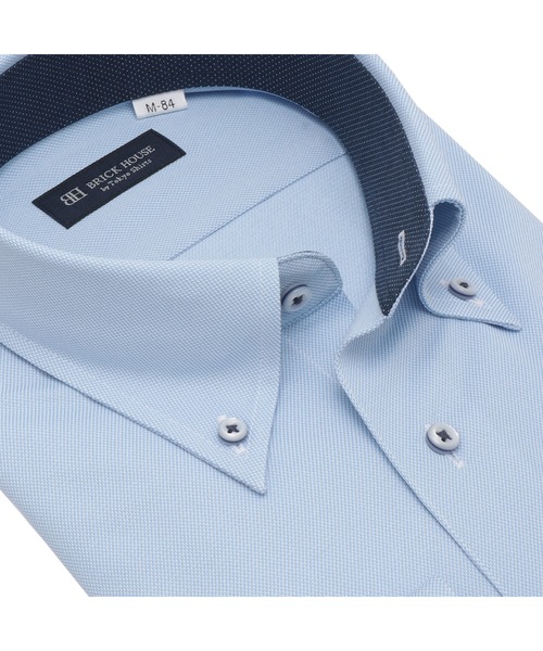 TOKYO SHIRTS（トウキョウシャツ）の「形態安定ノーアイロン ボタンダウン 長袖ストレッチビジネスワイシャツ（ビジネスシャツ・メンズ・ブルー・首回り37cm-裄丈80cm/首回り39cm-裄丈80cm/首回り39cm-裄丈84cm/首回り41cm-裄丈82cm/首回り41cm-裄丈86cm/首回り42cm-裄丈82cm/首回り42cm-裄丈86cm/首回り43cm-裄丈82cm/首回り43cm-裄丈86cm/首回り37cm-裄丈84cm）」の2枚目の写真