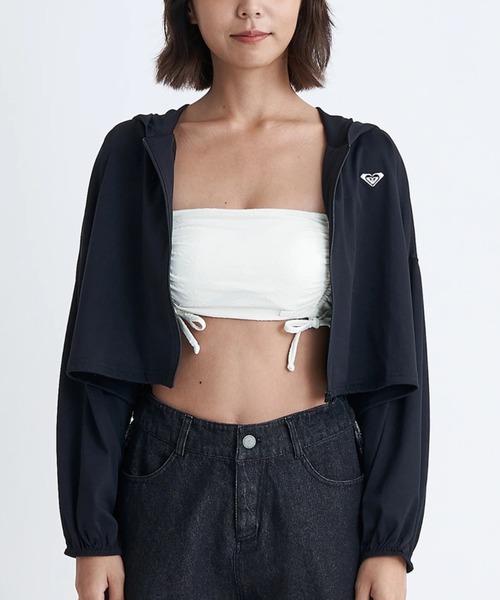 ロキシー ROXY PLAYA CROPPED （ブラック） ROXY ラッシュガード PLAYA CROPPED/ロキシーショート丈ジップ