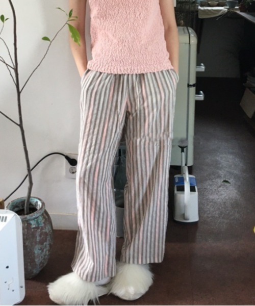 Vipoa(ヴィポア)の「ストライプワイドレッグパンツ(その他パンツ・レディース・ブルー/ピンク/ブラウン・FREE)」の10枚目の写真