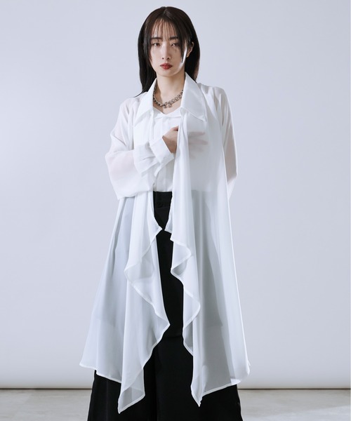 Ellno Loset（エルノロゼット）の「イレヘムレイヤードシアーシャツ（シャツ/ブラウス・メンズ・オフホワイト/ブラック・SMALL/MEDIUM/LARGE）」の2枚目の写真