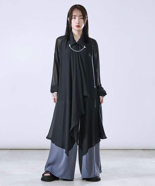 Ellno Loset（エルノロゼット）の「イレヘムレイヤードシアーシャツ（シャツ/ブラウス・メンズ・オフホワイト/ブラック・SMALL/MEDIUM/LARGE）」の19枚目の写真