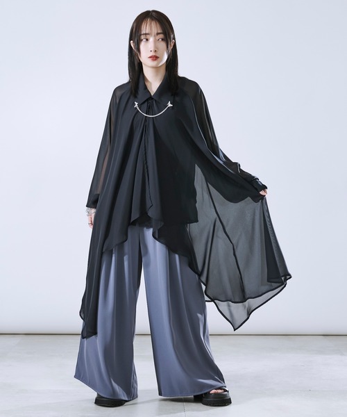 Ellno Loset（エルノロゼット）の「イレヘムレイヤードシアーシャツ（シャツ/ブラウス・メンズ・オフホワイト/ブラック・SMALL/MEDIUM/LARGE）」の18枚目の写真